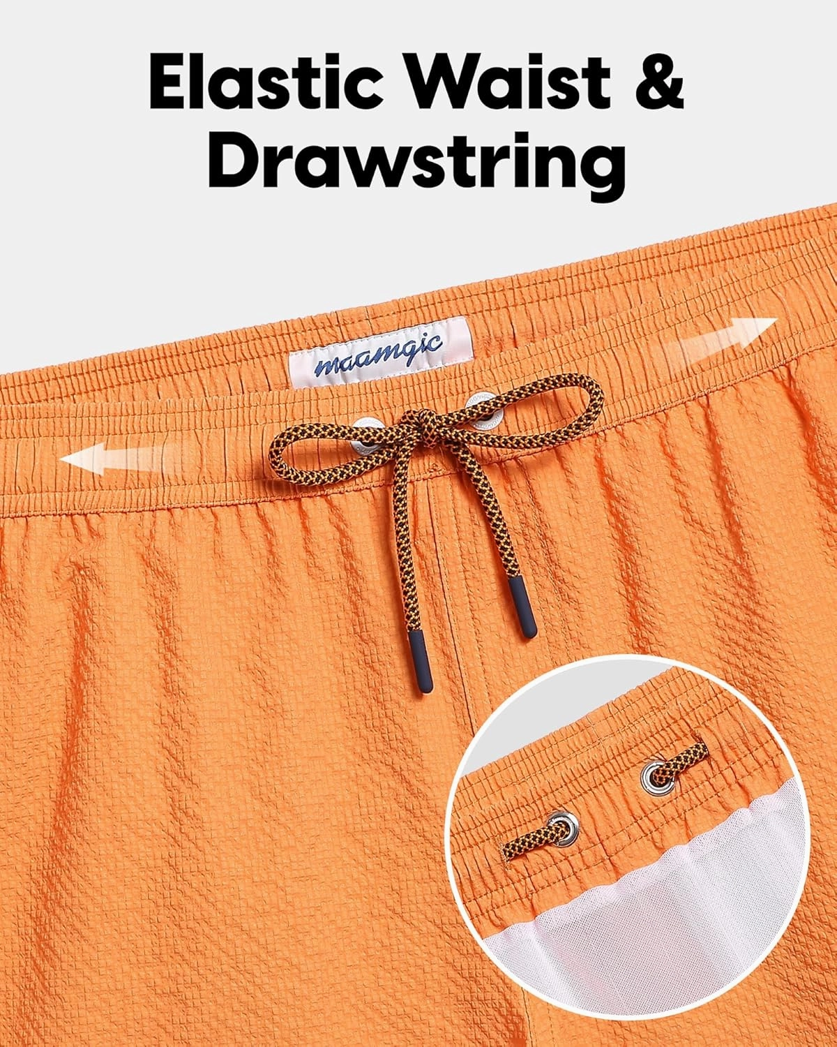 maamgic Men's Swim Trunks 5.5 inch Seersucker Beach Shorts Quick Dry Bathing Suits with Mesh Liner