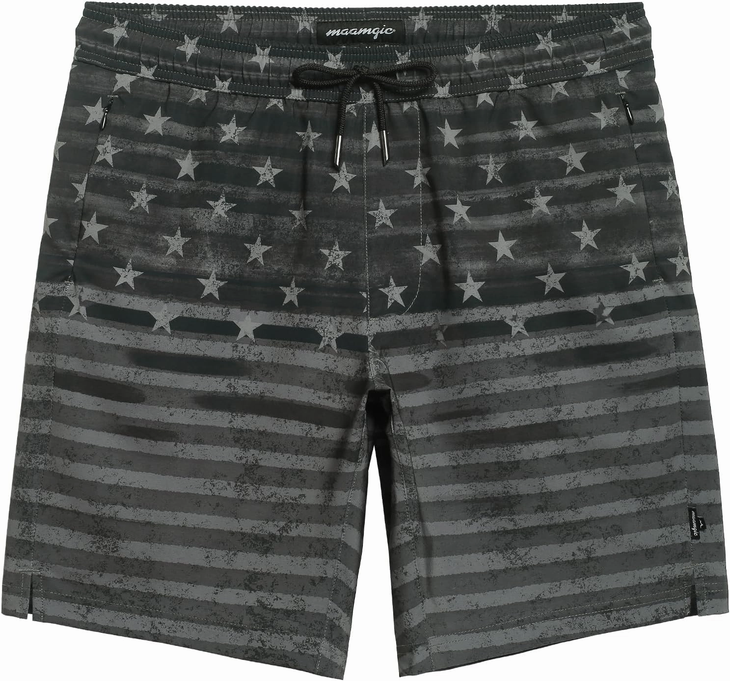 maamgic Mens Swim Trunks 9 Inch with Mesh Lining Bathing Suit Stretch Board Shorts with Zip Pockets for Swimming Shark