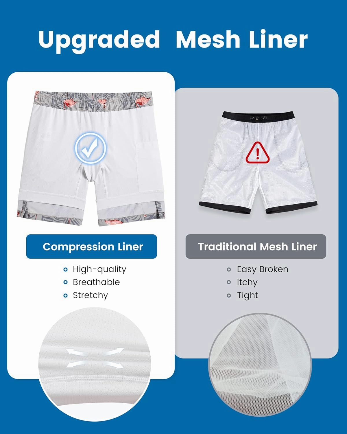 maamgic Mens Swim Trunks with Compression Liner 7 Inch Inseam Mens Bathing Suit Quick Dry Swimming Trunks Swimsuit
