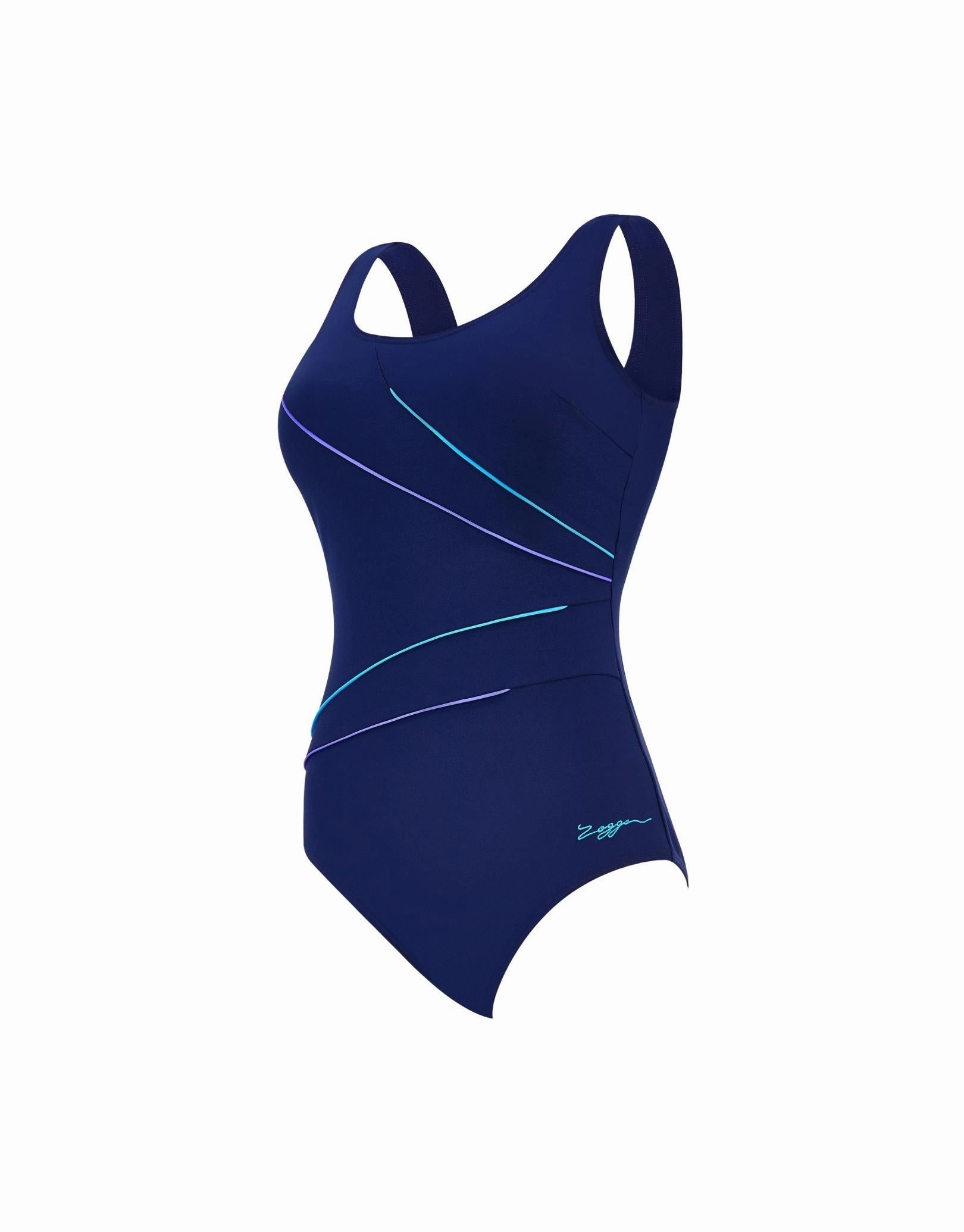 Macmasters Scoopback Swimsuit - Navy/Purple