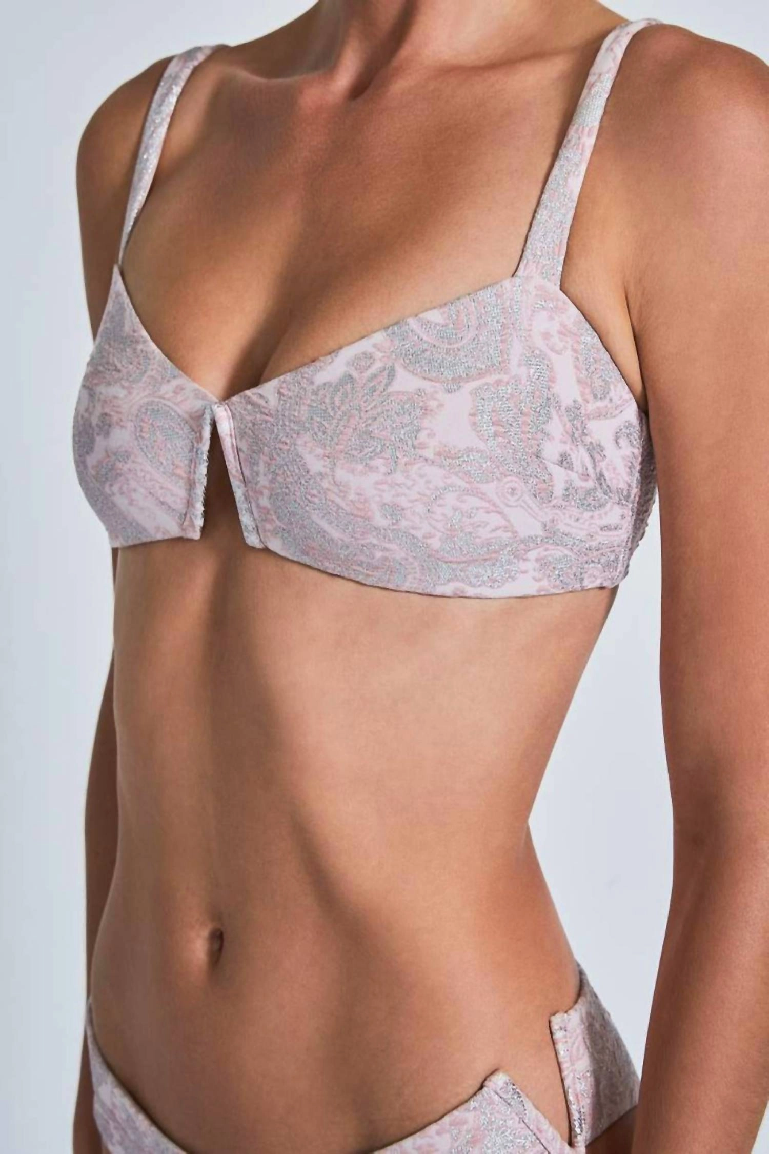 Maeve Bikini Top In Pink And Silver