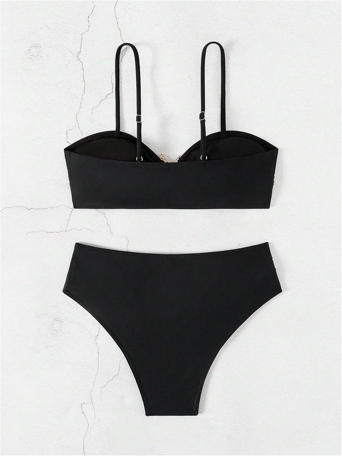 MakeMeChic Women's High Waist Bikini Set Metal Starfish Ruched Spaghetti Strap Bathing Suit