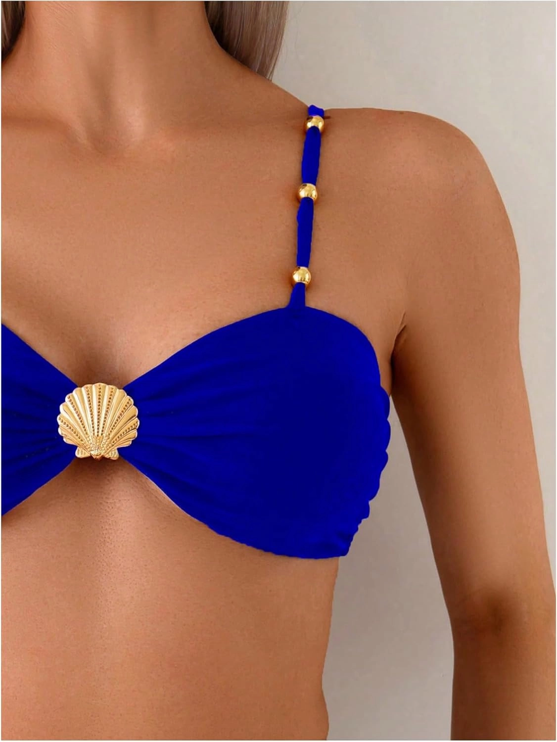 MakeMeChic Women's High Waisted Bikini Sets Metal Shell Swimsuit Bathing Suit Swimwear