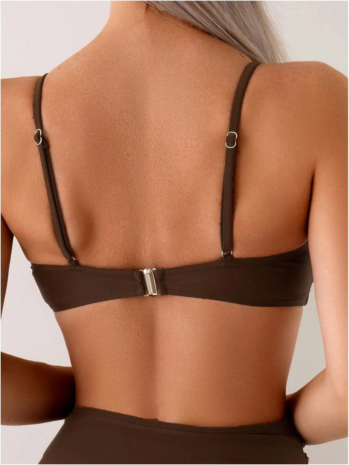 MakeMeChic Women's High Waisted Bikini Sets Metal Shell Swimsuit Bathing Suit Swimwear