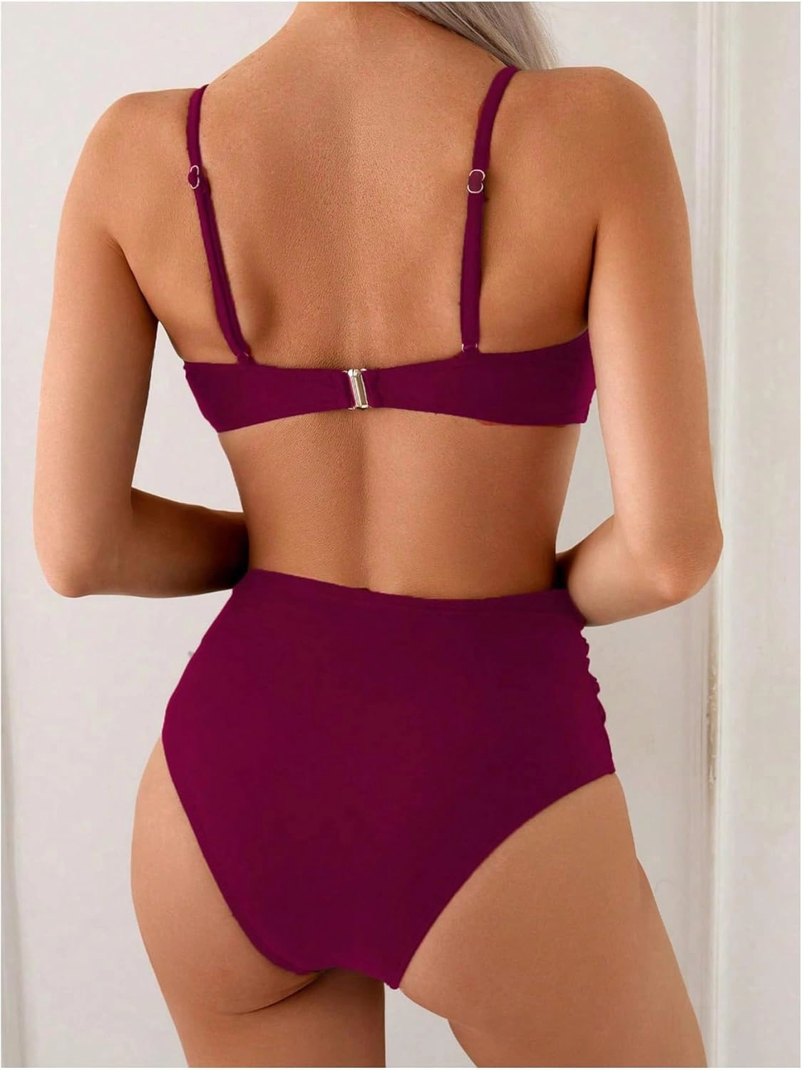 MakeMeChic Women's High Waisted Bikini Sets Metal Shell Swimsuit Bathing Suit Swimwear