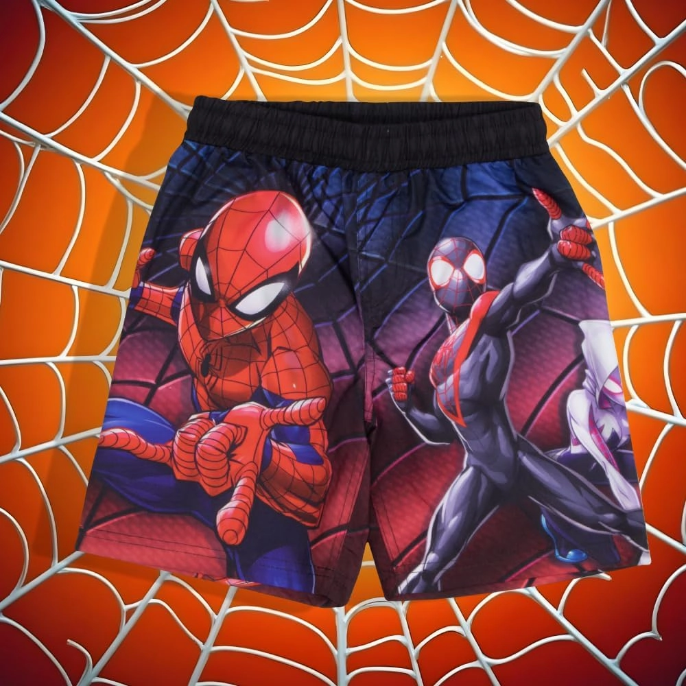 Marvel Boys Avengers, Spiderman, Black Panther, Captain America, Miles Morales 2-Piece Swimsuit Set, Rash Guard & Swim Trunks