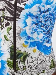 MARY KATRANTZOU Mary Mare Lago Di Garda Blue Lagoon Floral Paddle Surf Short Sleeve Swimsuit