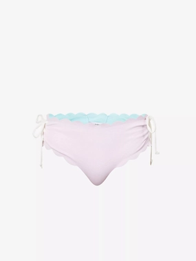MARYSIA Reversible Scalloped Seersucker Violet / Blue Tie Detail Bikini Bottoms