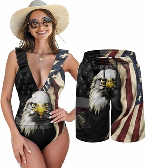 Matching Swimsuits for Couples One Piece Bathing Suits or Swim Trunks Summer Beach Vacation Swimwear