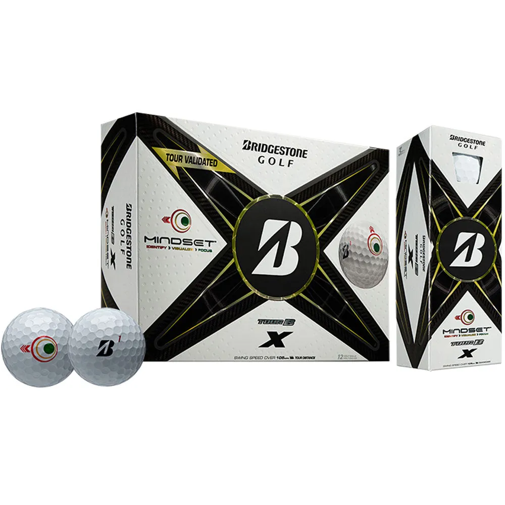 Bridgestone TOUR B X Golf Balls  - MindSet - 12 Pack, Waterproof golf shoes, Golf hybrid club, Soft feel golf balls