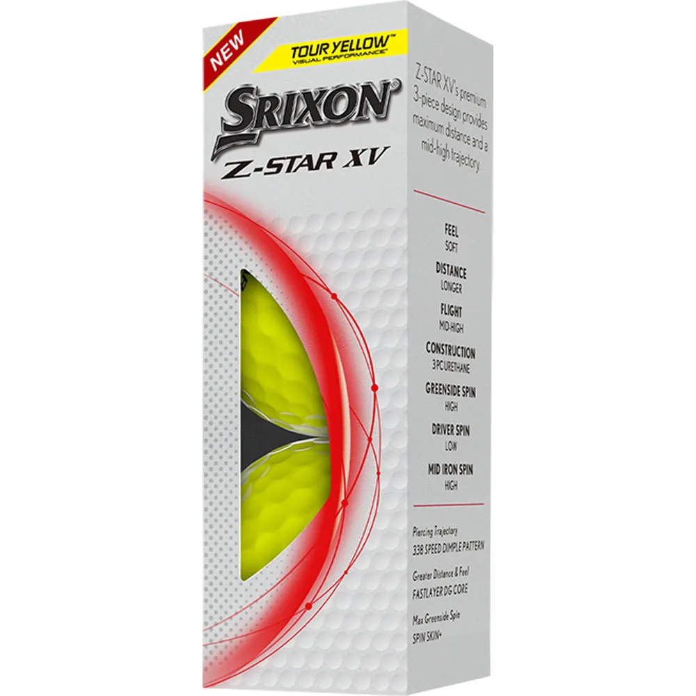 Srixon Z-Star XV Golf Balls - Tour Yellow - 12 Pack, Smart golf balls