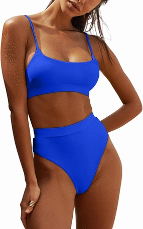 MELYUM High Waisted Bikini Sets for Women Two Piece Swimsuit Tummy Control Bathing Suit Cheeky Bottoms Push Up Top