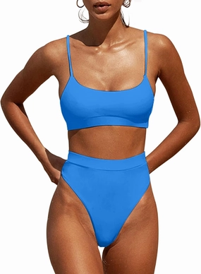 MELYUM High Waisted Bikini Sets for Women Two Piece Swimsuit Tummy Control Bathing Suit Cheeky Bottoms Push Up Top