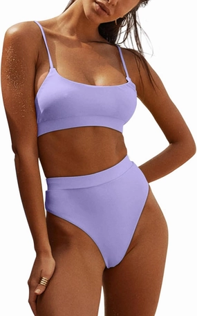 MELYUM High Waisted Bikini Sets for Women Two Piece Swimsuit Tummy Control Bathing Suit Cheeky Bottoms Push Up Top