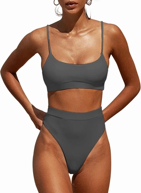 MELYUM High Waisted Bikini Sets for Women Two Piece Swimsuit Tummy Control Bathing Suit Cheeky Bottoms Push Up Top