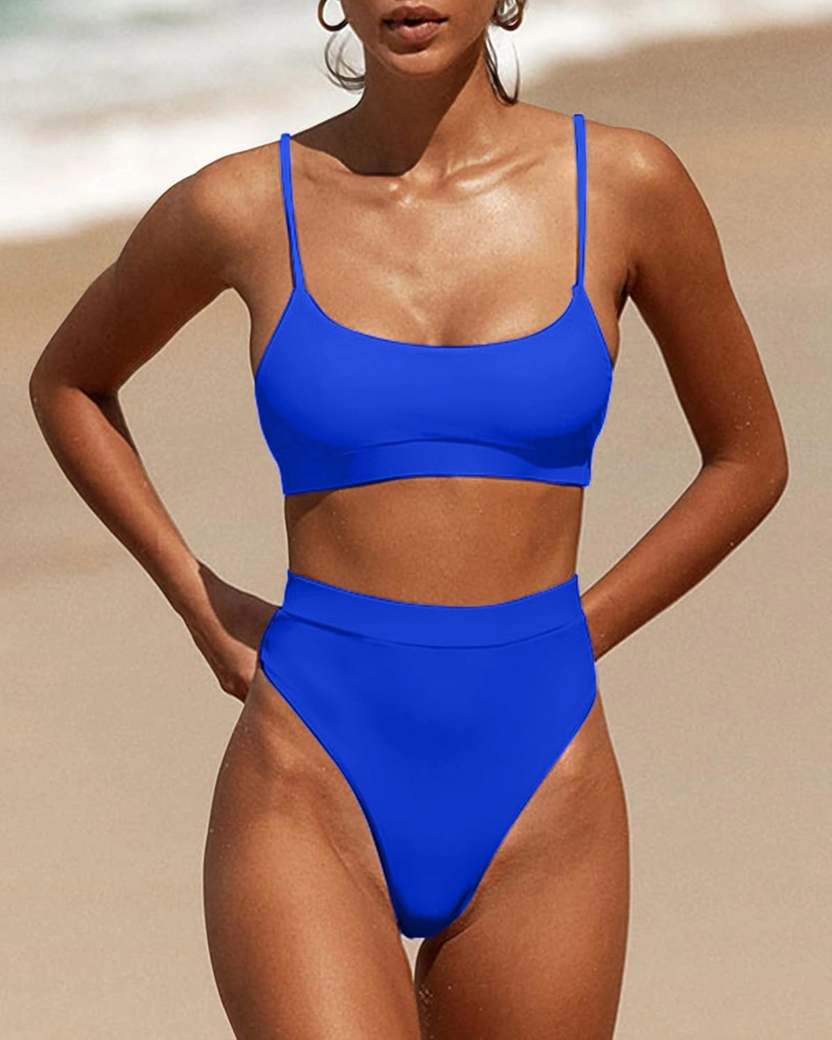 MELYUM High Waisted Bikini Sets for Women Two Piece Swimsuit Tummy Control Bathing Suit Cheeky Bottoms Push Up Top