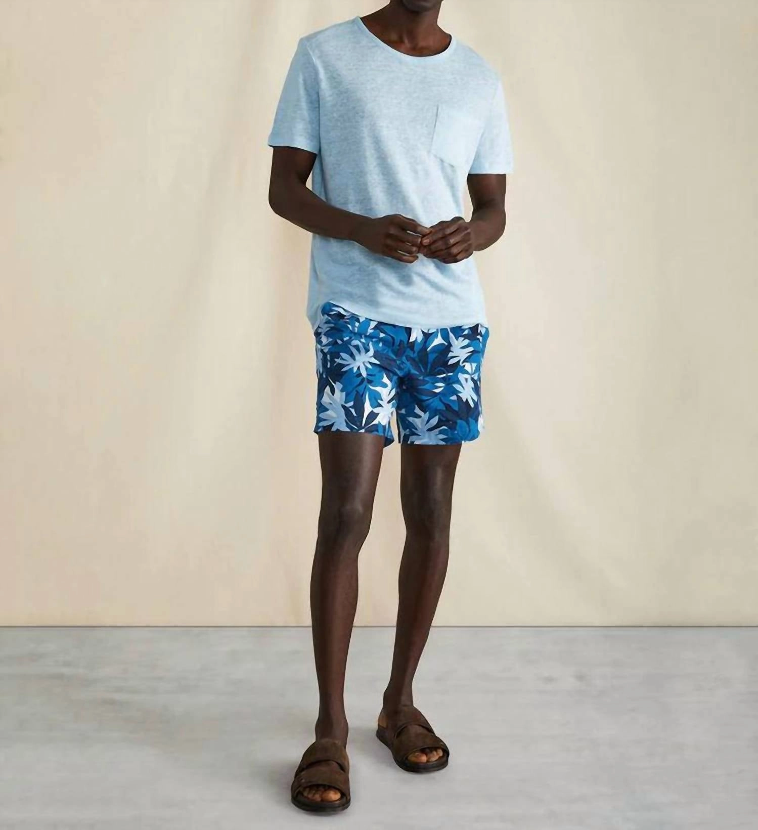 Men Elastic Calder 6" Swim Trunks In Zog Blue Combo