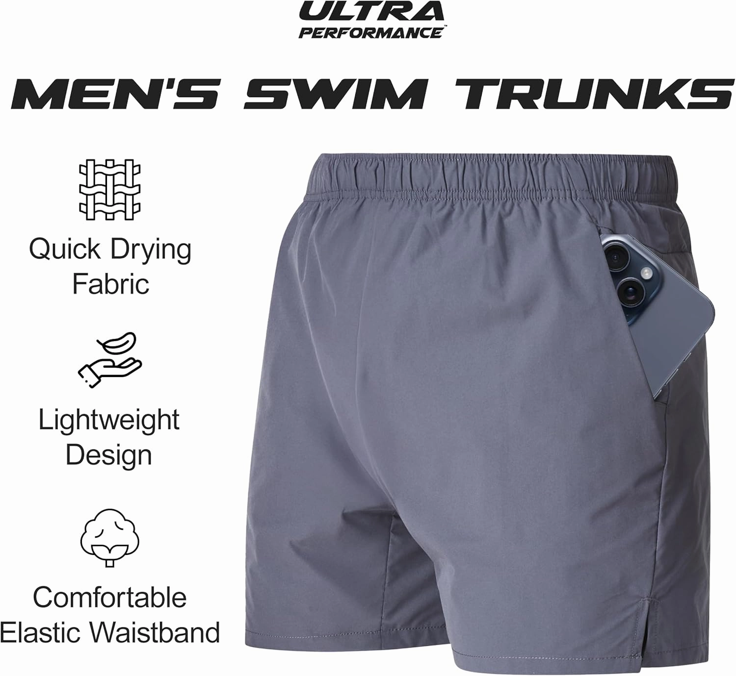 Men's 5 Inch Swim Trunk's with Liner 2 Pack Mens Stretch Quick Dry Beach Shorts Swimming Trunks & Bathing Suits for Men