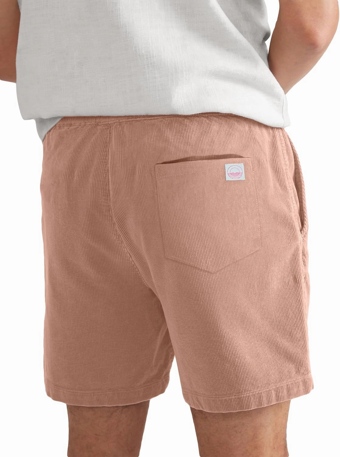 Men's Corduroy Shorts 5 Inch Inseam Drawstring Elastic Waist Lightweight Casual Summer Beach Shorts with Pocket
