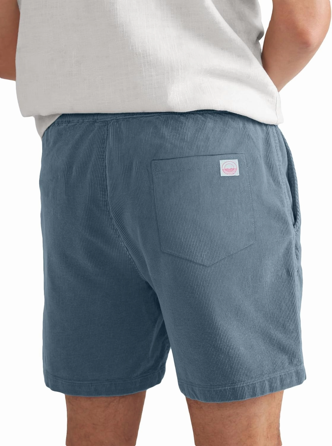 Men's Corduroy Shorts 5 Inch Inseam Drawstring Elastic Waist Lightweight Casual Summer Beach Shorts with Pocket