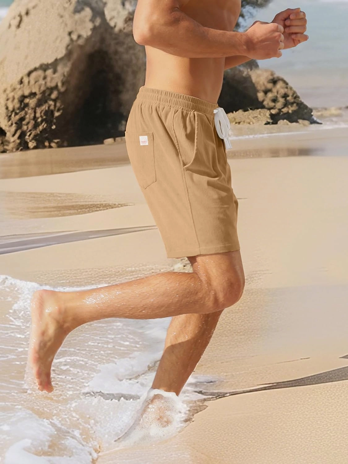 Men's Corduroy Shorts 5 Inch Inseam Drawstring Elastic Waist Lightweight Casual Summer Beach Shorts with Pocket