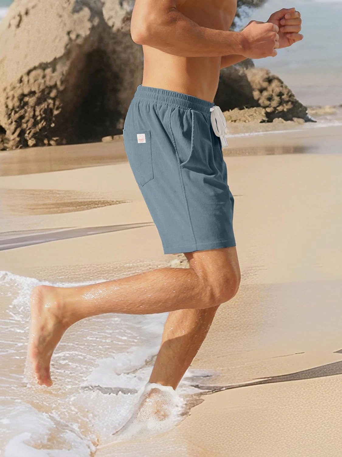 Men's Corduroy Shorts 5 Inch Inseam Drawstring Elastic Waist Lightweight Casual Summer Beach Shorts with Pocket