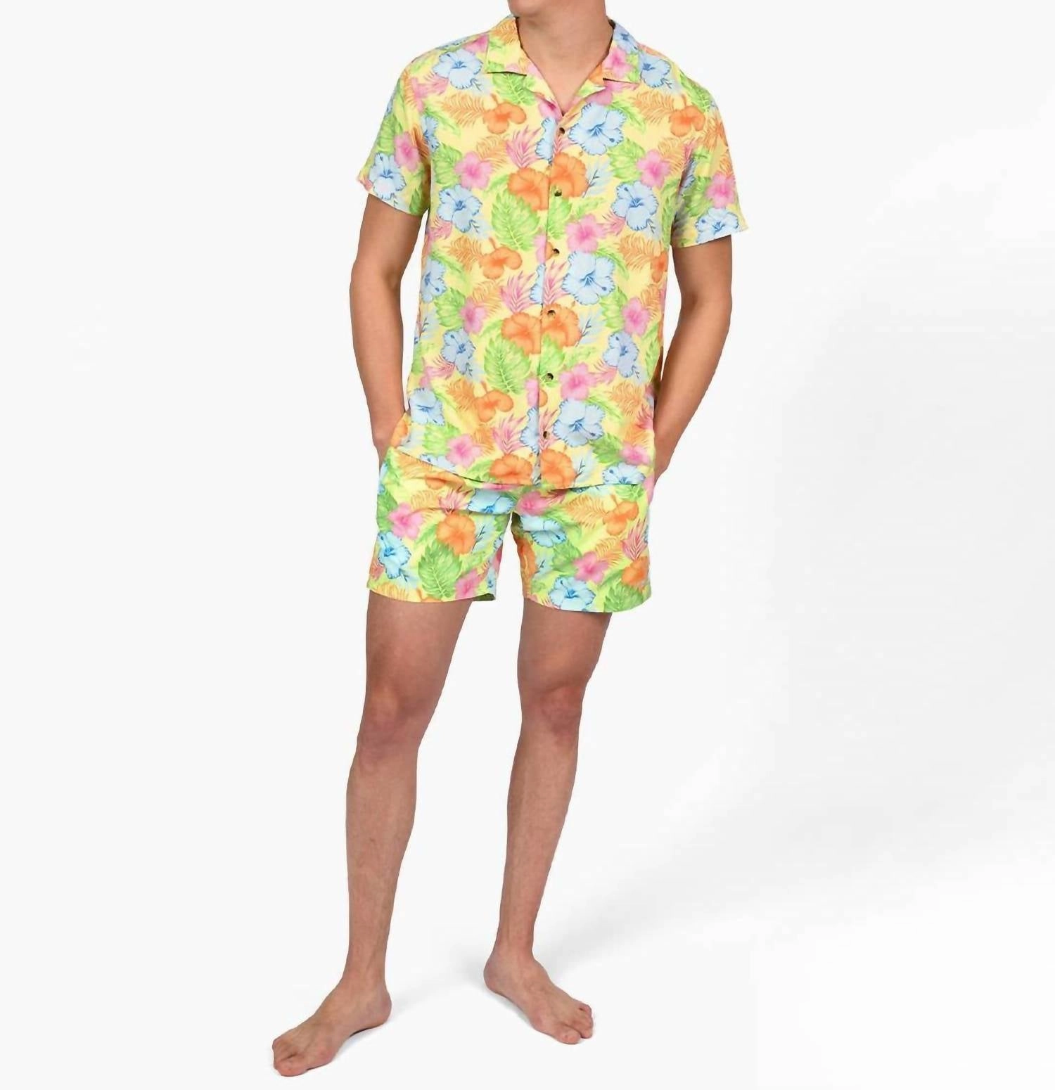 Men's Happy Hula Swim Trunks In Yellow