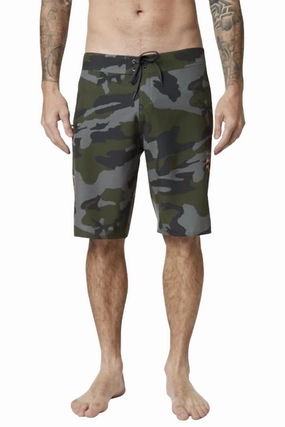 Men's Overhead Camouflage Stretch Boardshorts In Green Camo