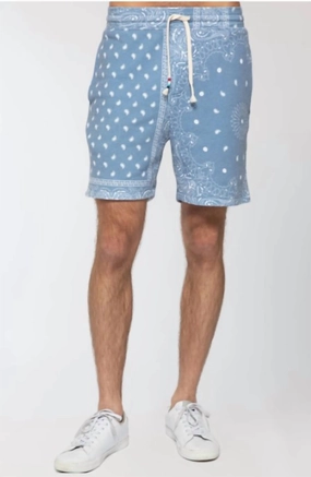 Men's Patchwork Short In Blue