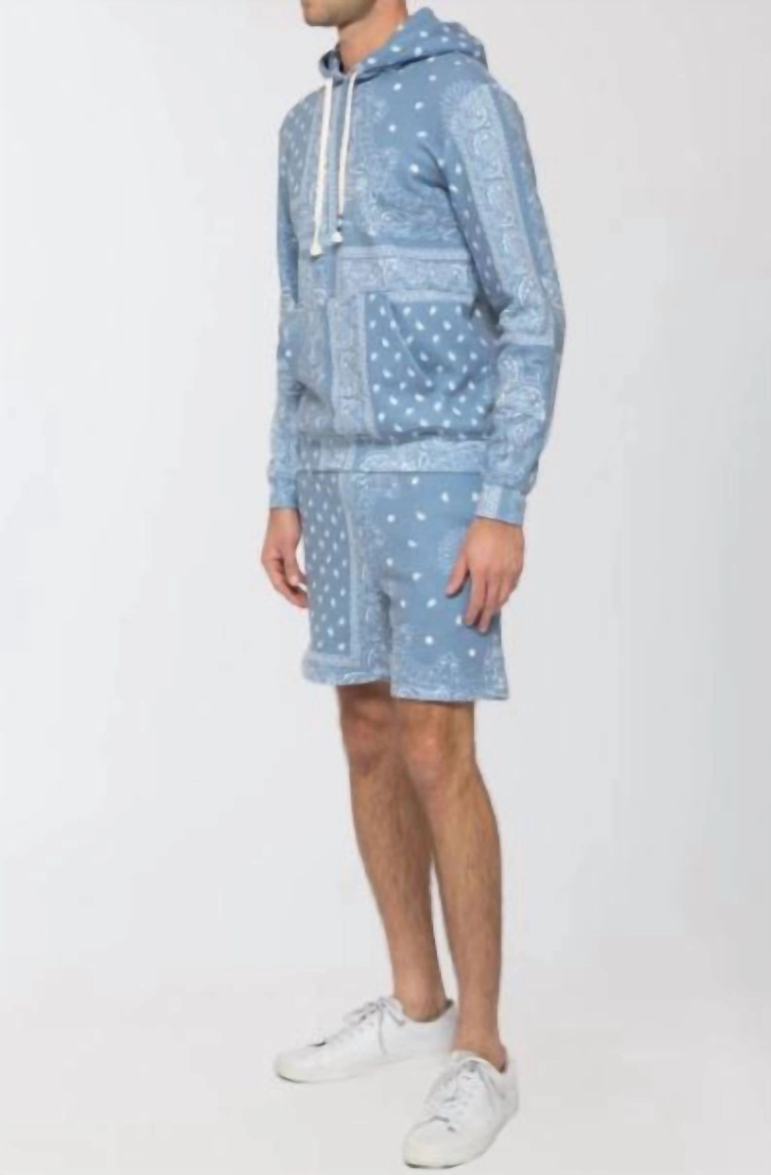 Men's Patchwork Short In Blue