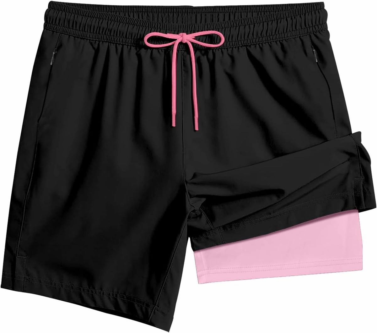 Men's Swim Trunk 5" with Compression Liner 5 Inch Quick Dry Board Shorts Zipper Pocket