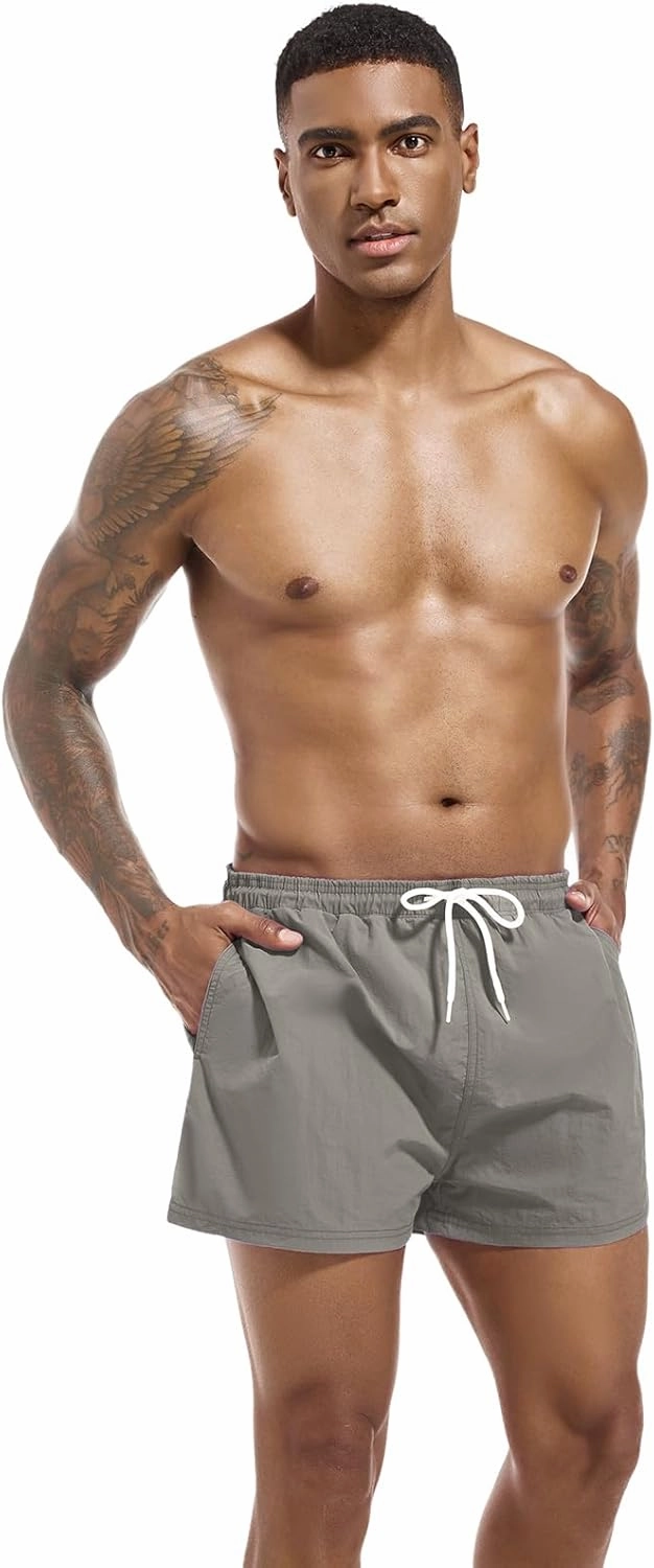 Men's Swim Trunk Quick Dry Solid 3"" in Inseam Swimwear Bathing Suit with Mesh Lining Beach Shorts