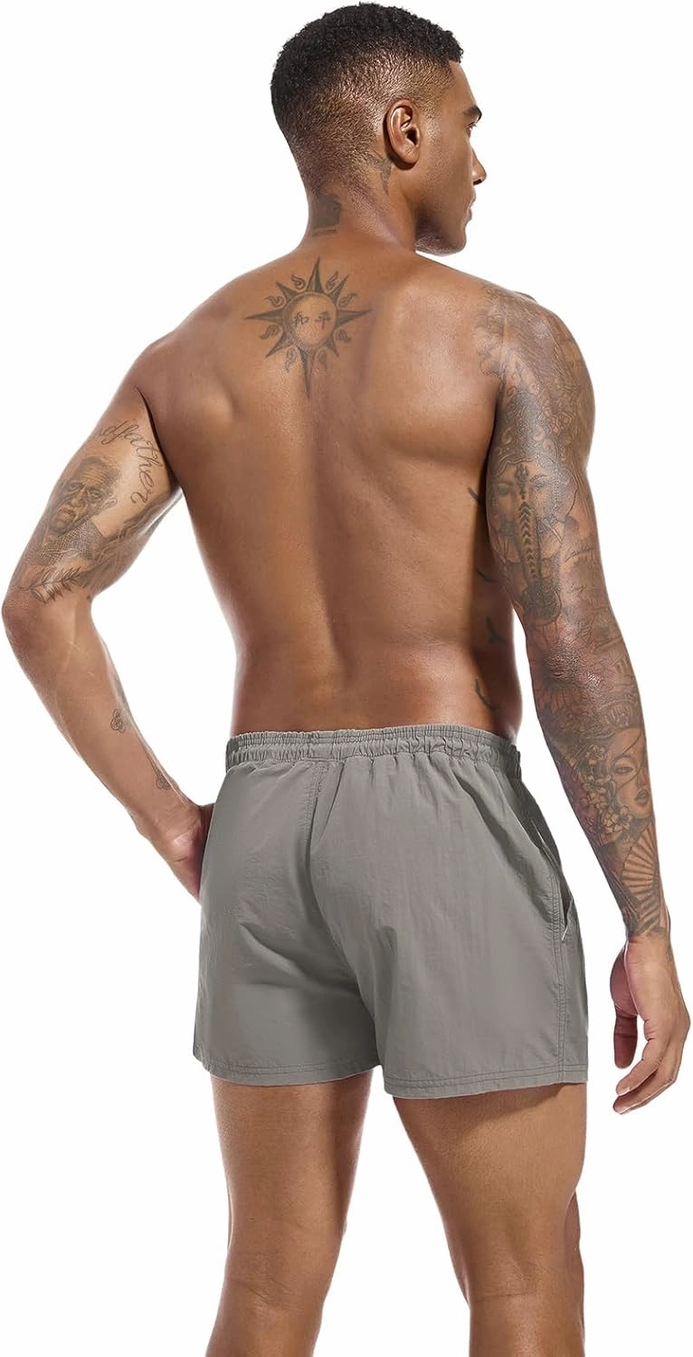 Men's Swim Trunk Quick Dry Solid 3"" in Inseam Swimwear Bathing Suit with Mesh Lining Beach Shorts