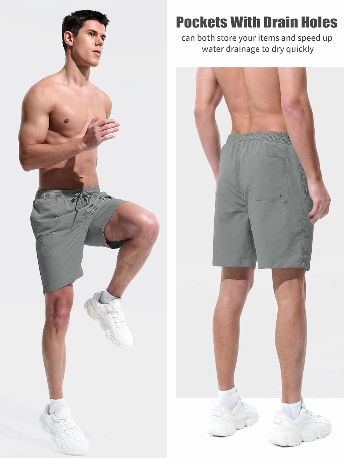 Men's Swim Trunks Beach Board Shorts Quick Dry Swimsuit Bathing Suits with Pockets 7 Inch Inseam Mesh Lining