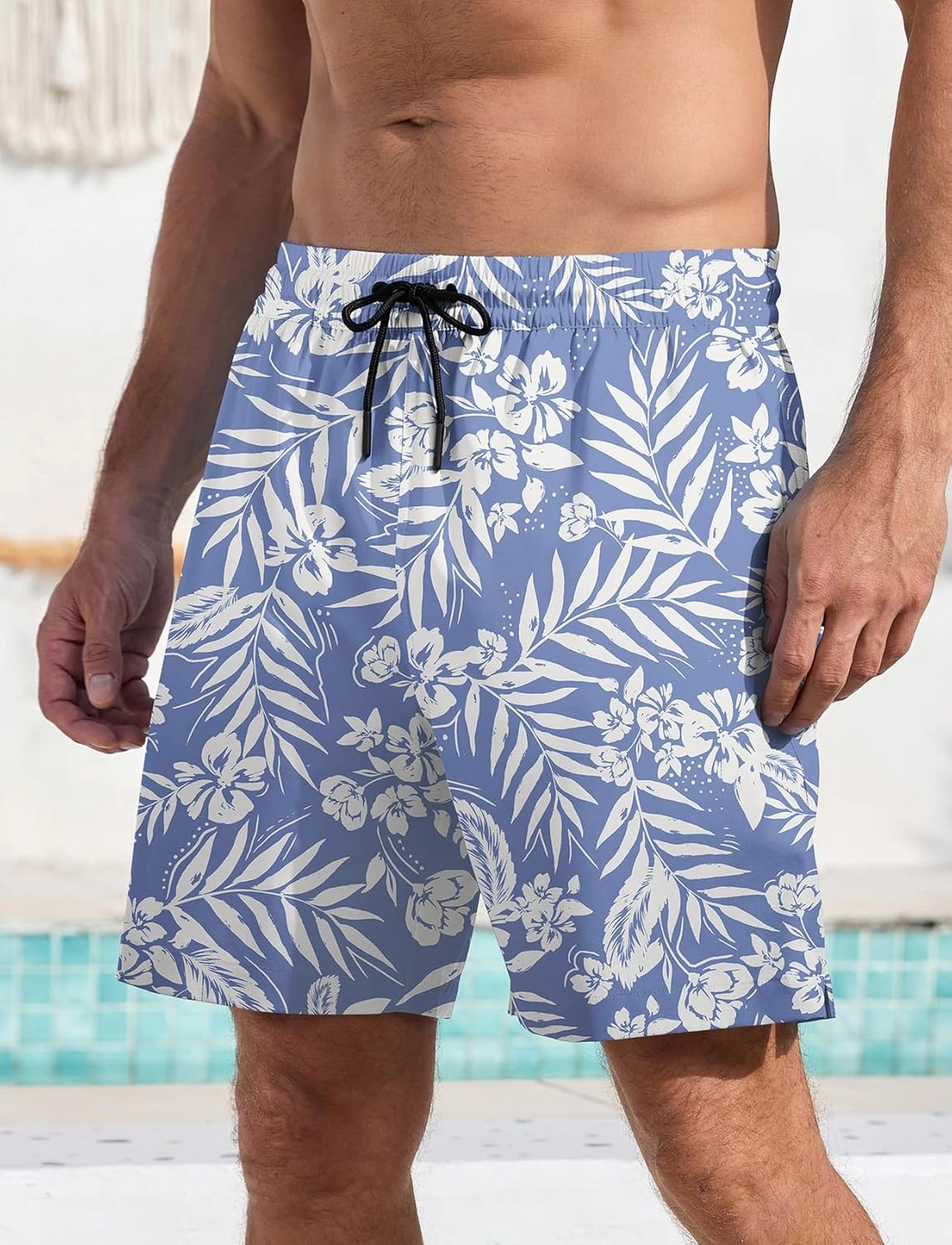 Men's Swim Trunks Hawaiian Bathing Mesh Lining Suit Swimsuits Beach Shorts with Pockets