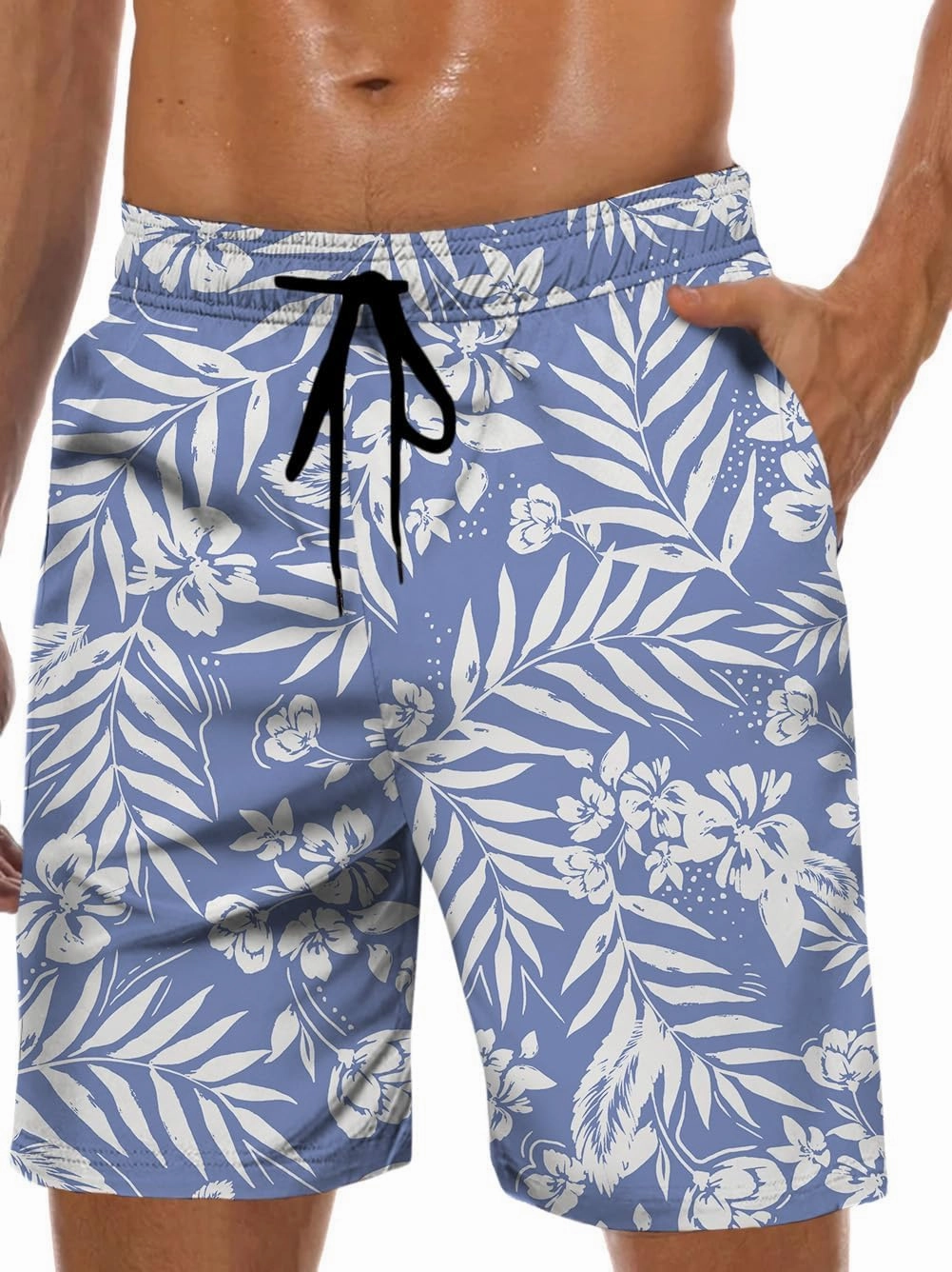 Men's Swim Trunks Hawaiian Bathing Mesh Lining Suit Swimsuits Beach Shorts with Pockets