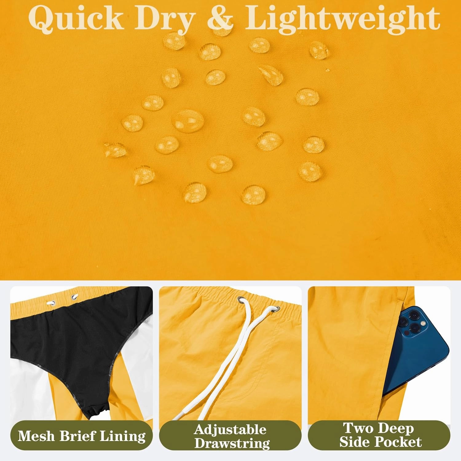 Men's Swim Trunks Quick Dry Board Shorts Bathing Suit Swimwear Swim Shorts with Mesh Lining