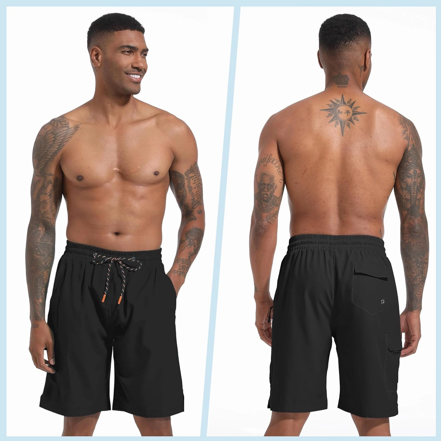 Men's Swim Trunks Quick Dry Board Shorts with Zipper Pockets Beach Shorts Bathing Suits for Men - No Mesh Liner