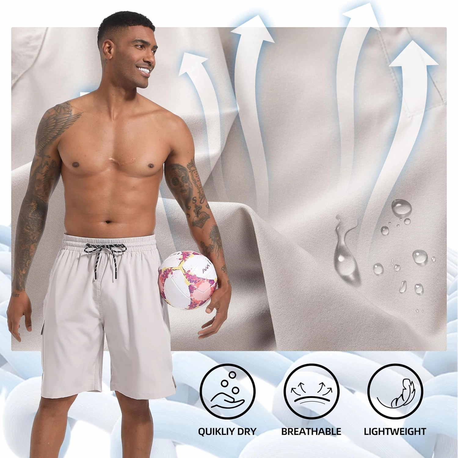 Men's Swim Trunks Quick Dry Board Shorts with Zipper Pockets Beach Shorts Bathing Suits for Men - No Mesh Liner