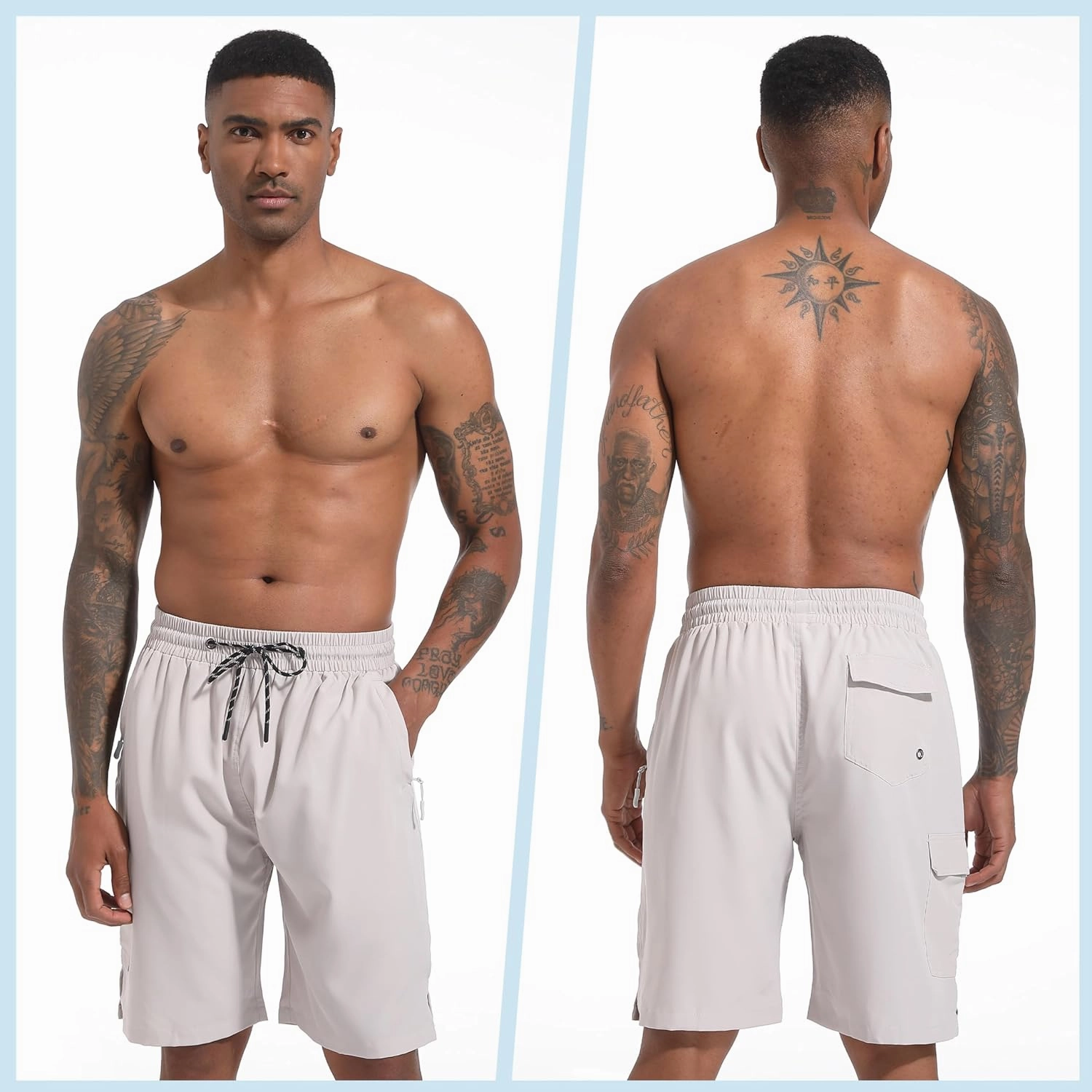 Men's Swim Trunks Quick Dry Board Shorts with Zipper Pockets Beach Shorts Bathing Suits for Men - No Mesh Liner