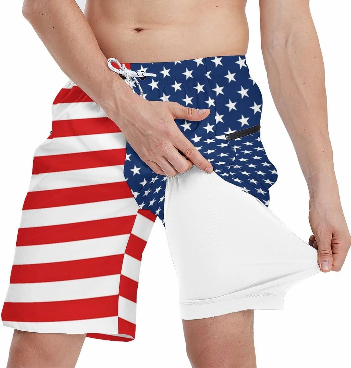 Men's Swim Trunks with Compression Liner Swim Shorts Board Shorts 9 Inch Quick Dry Bathing Suit with Zipper Pockets
