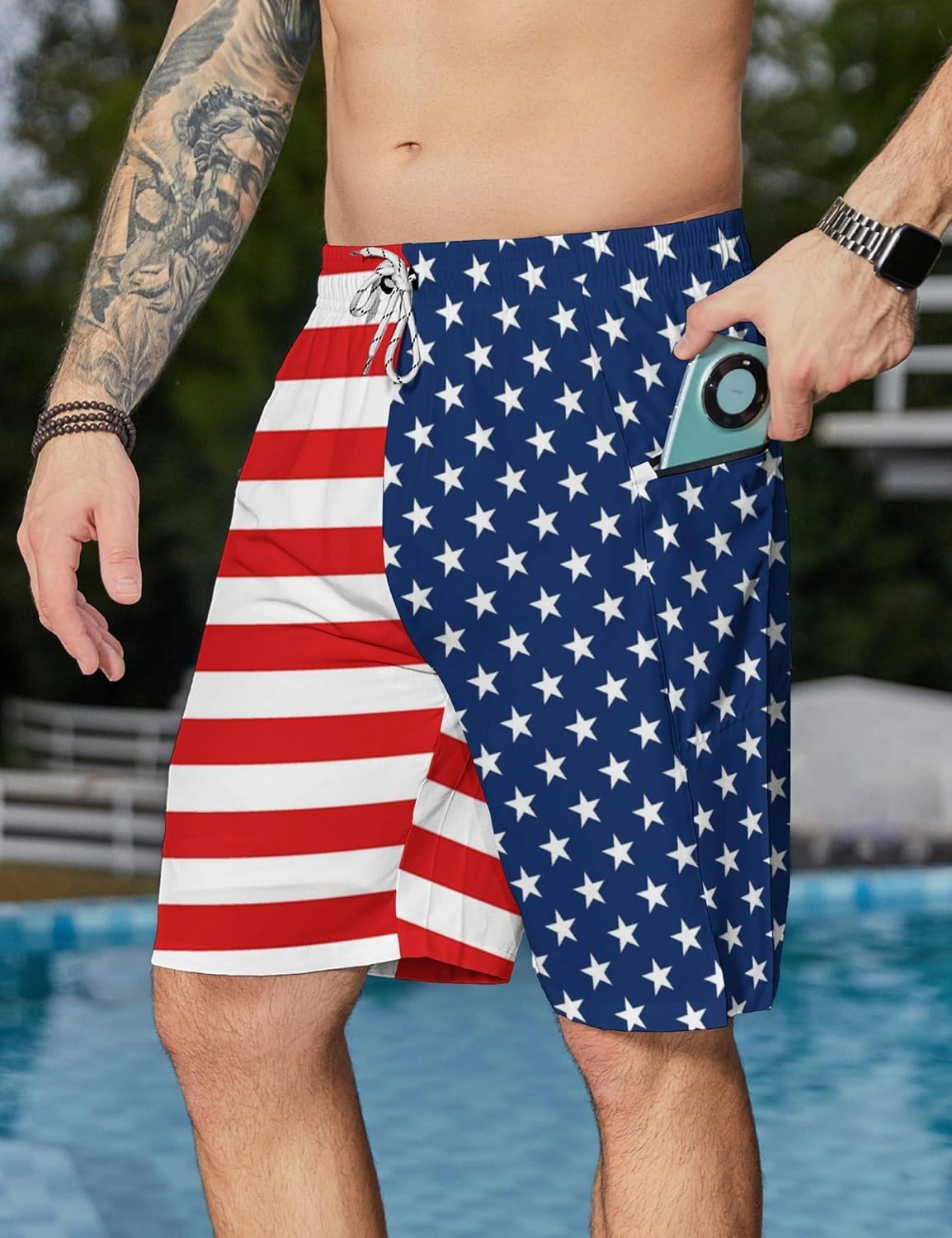 Men's Swim Trunks with Compression Liner Swim Shorts Board Shorts 9 Inch Quick Dry Bathing Suit with Zipper Pockets
