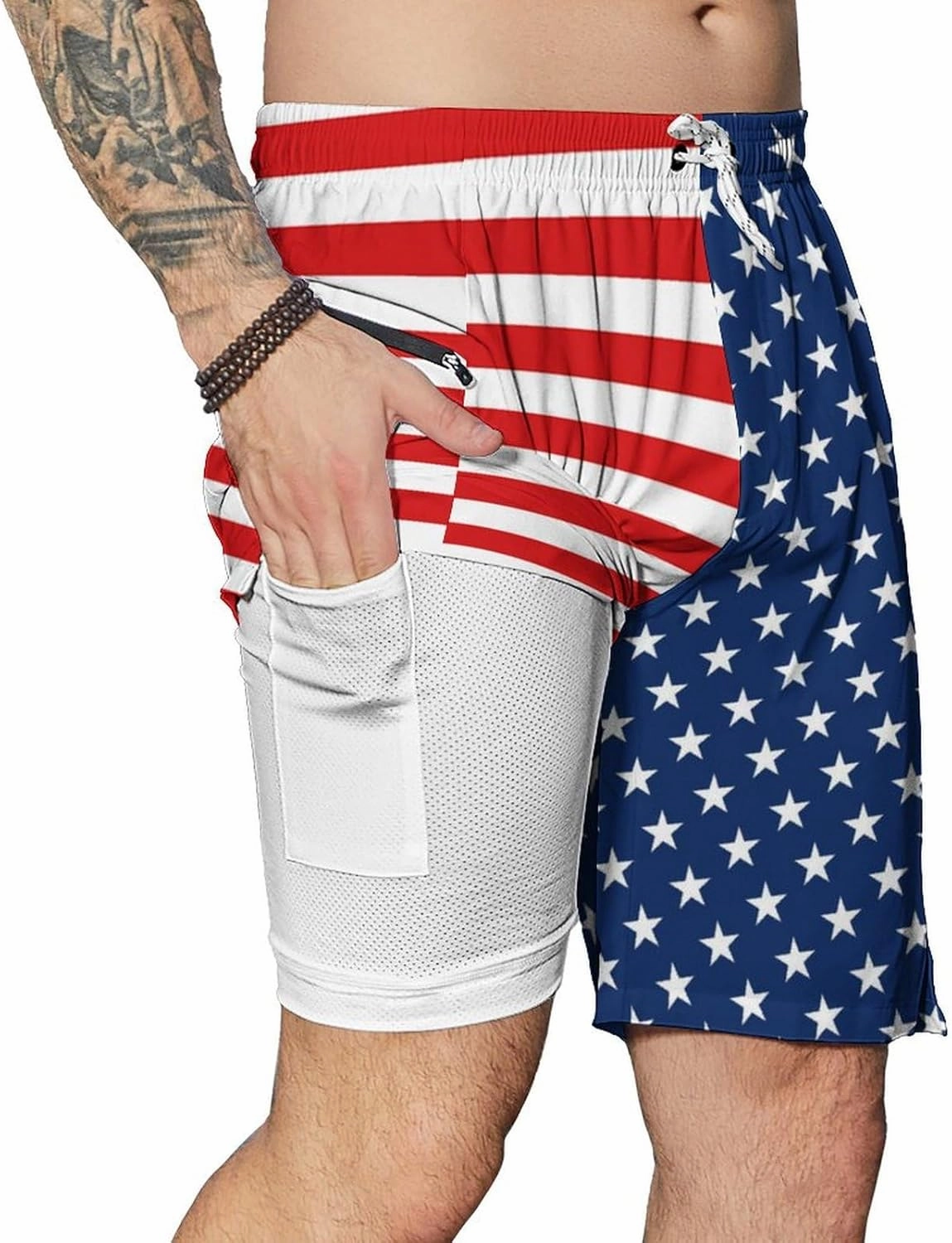 Men's Swim Trunks with Compression Liner Swim Shorts Board Shorts 9 Inch Quick Dry Bathing Suit with Zipper Pockets
