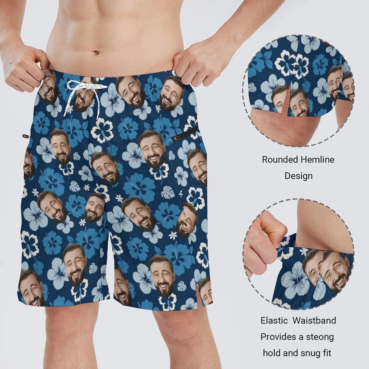 Men's Swim Trunks with Compression Liner Swim Shorts Board Shorts 9 Inch Quick Dry Bathing Suit with Zipper Pockets