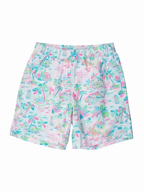 Men's Tropical Resort Swim Trunks In White