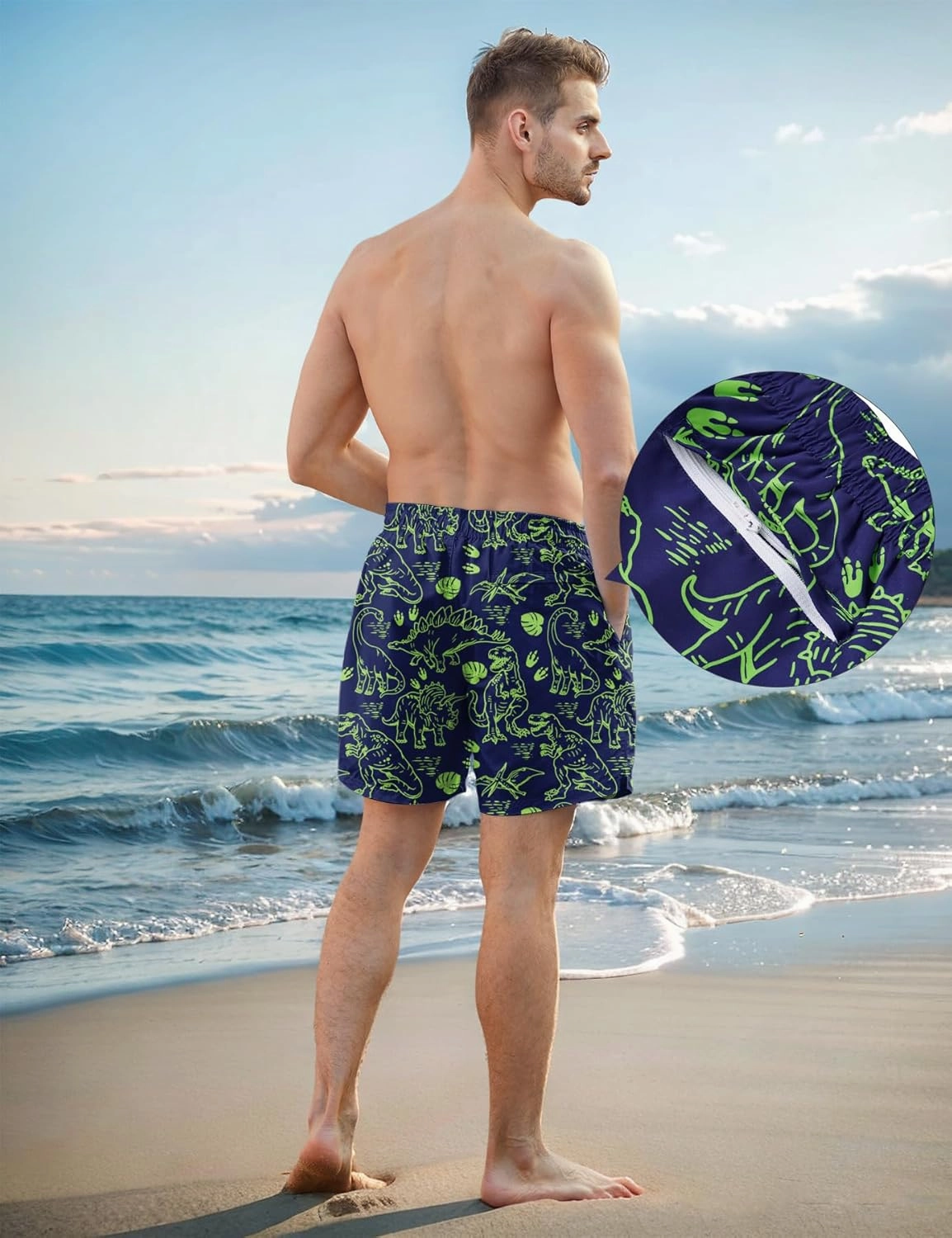 Men Swim Trunks 5.5 Inch Board Shorts 2 in 1 Swimwear with Compression Liner