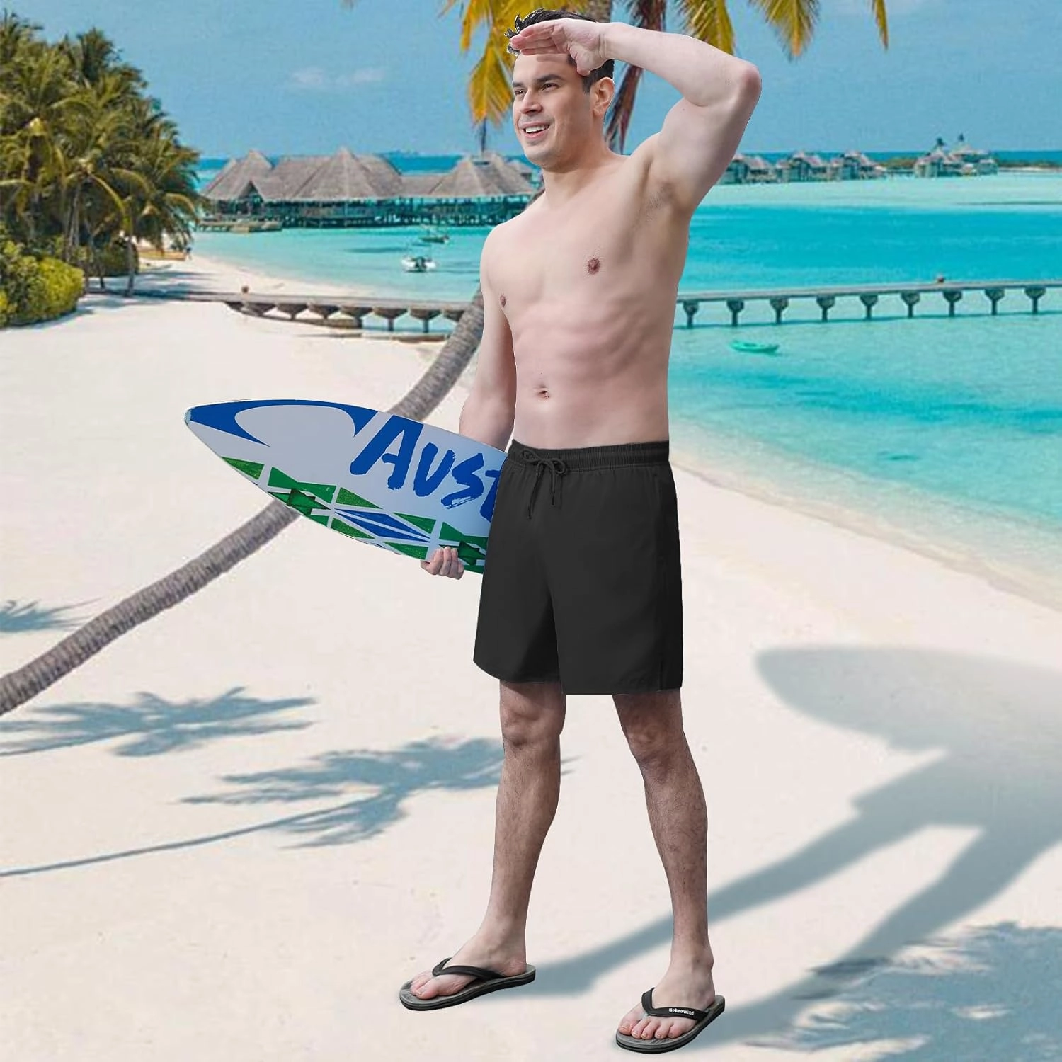 Mens 5/7" Ineseam Swim Trunks with Compression Liner 2 in 1 Bathing Suit Swimwear with Zip Pockets UPF50  Board Shorts