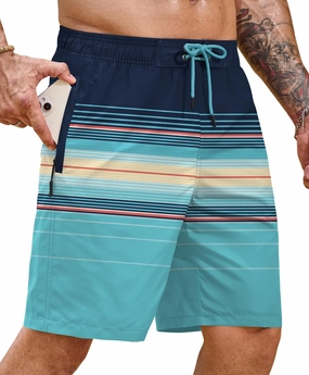 Mens Swim Trunk 9" Inseam Quick Dry Board Short Hawaiian Beach Shorts with Zipper Pockets (S-XXL)