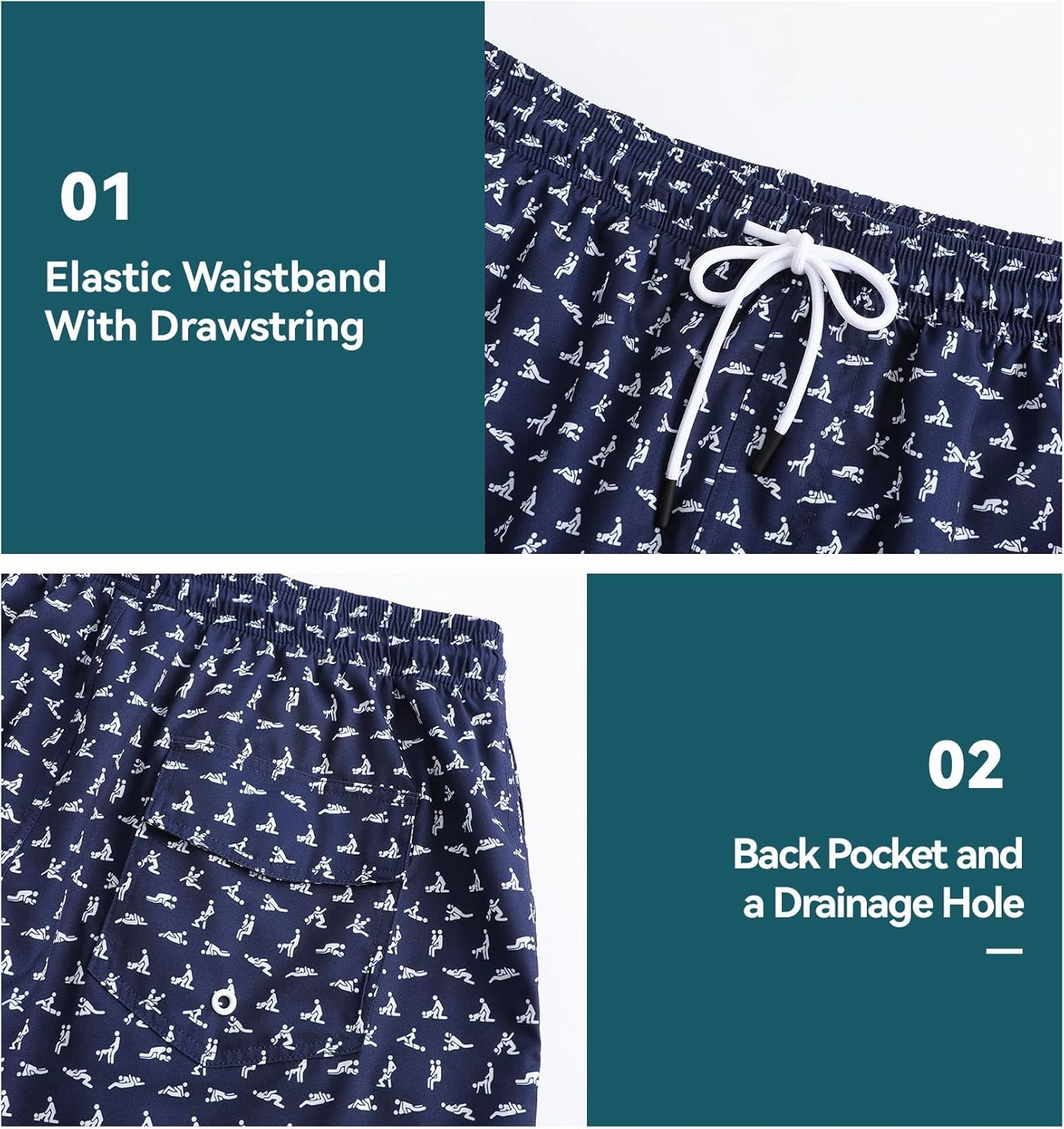 Mens Swim Trunks 7 Inch Inseam Board Shorts with Compression Liner Swimsuit Bathing Suit Quick Dry