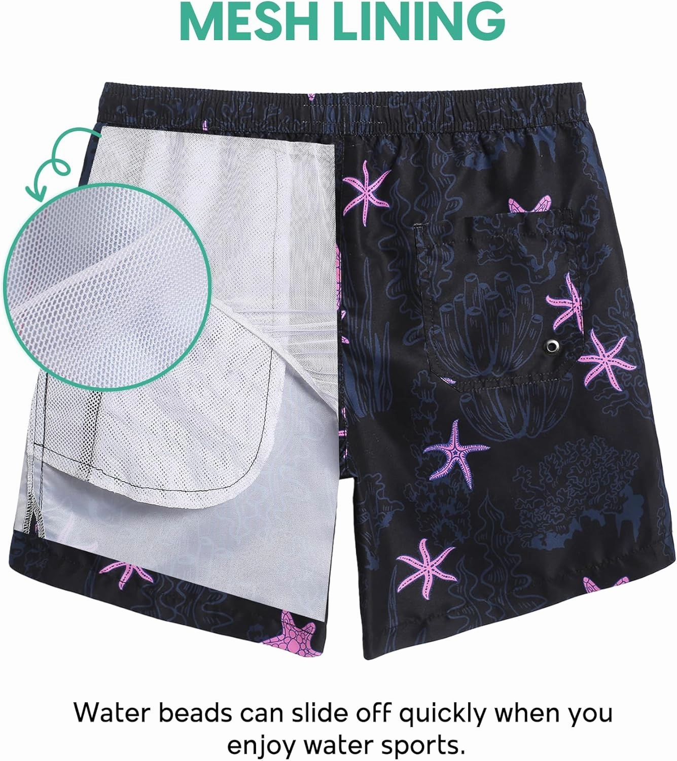 Mens Swim Trunks 7" Quick Dry Bathing Suits with Mesh Lining Printed Shorts Swimwear